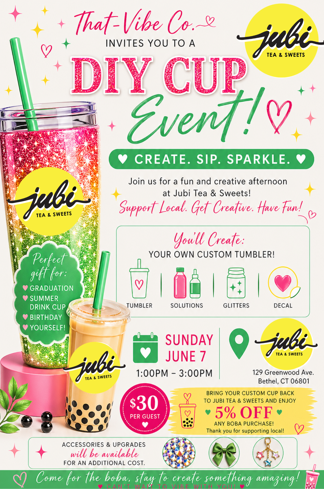 Jubi Tea & Sweets DIY Cup Bar – Event Ticket